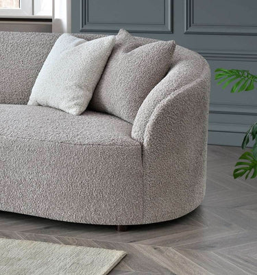 Luxurious Nolita Boucle Teddy 3-Seater Sofa & Accent Chair - Organic Curved Design in Neutral Colours - UK Luxury Furniture